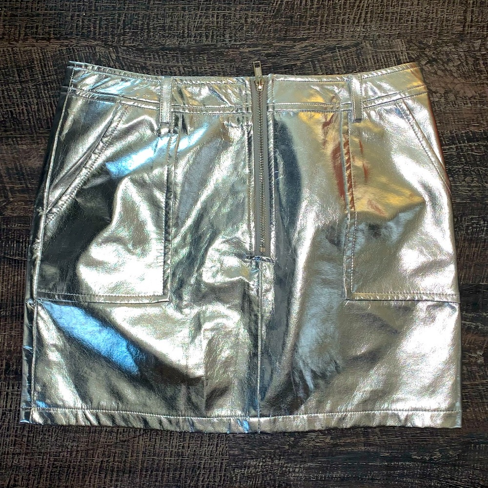 Blue Blush: Silver Metalic Skirt